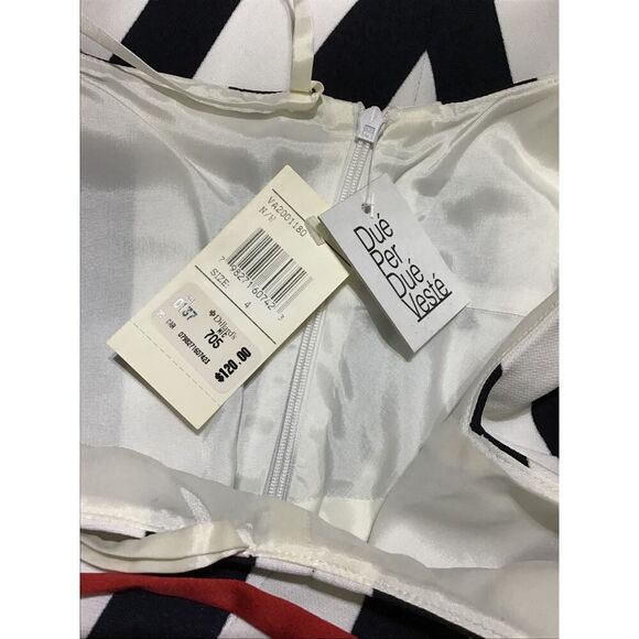 Due per Due Blue White Belted Spaghetti Strap Midi Dress - Picture 6 of 8